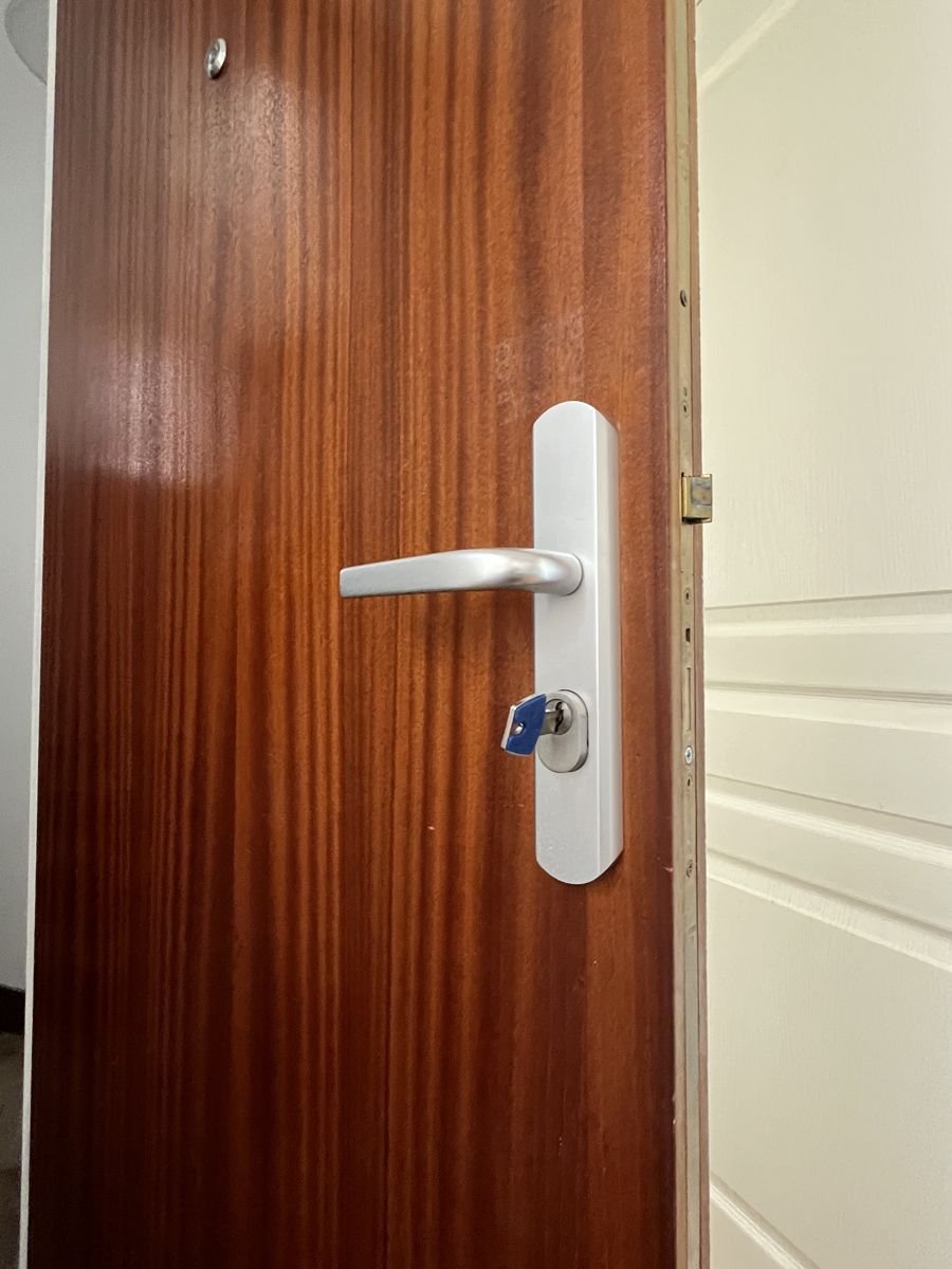 New security plate & cylinder on a wood door